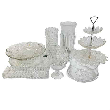 Large Clear Glass Dishware Lot