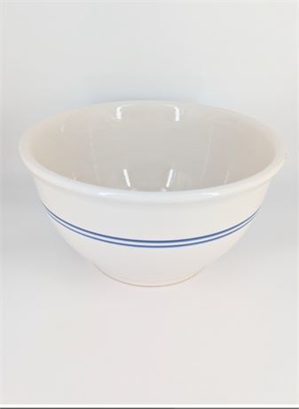 Large Heavy Gibson Ceramic Mixing Bowl Cream + Blue