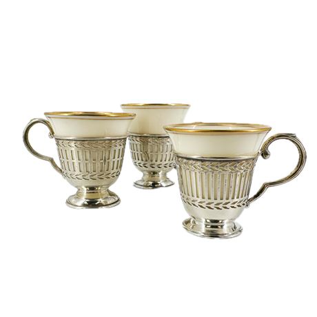 Lot of Vintage Lenox Sterling Silver Demitasse Cups