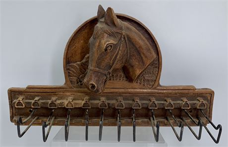 Vintage 1930s era Equestrian Syroco Horse Tie Rack