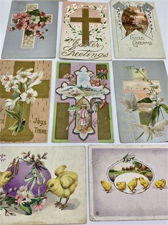 10 pc 1907-1930 Antique & Vintage Easter Postcard Ephemera Correspondence Lot
