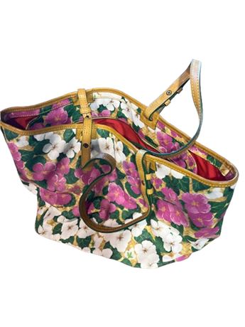 Flowered satchel handbag
