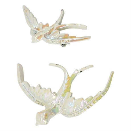 Vtg Iridescent Enamel Swallows Scatter Brooches