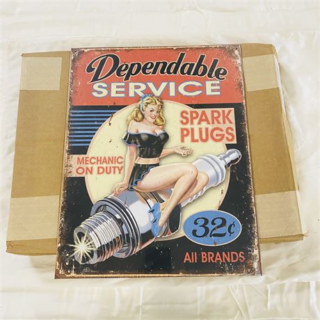 Case of 25 Spark Plug Signs 12.5” x 16”