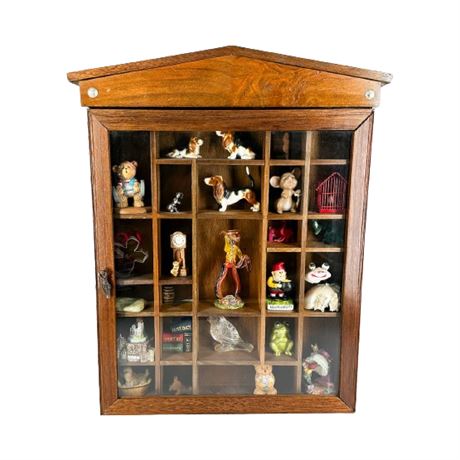 Miniatures Display Cabinet with Assorted Collectibles