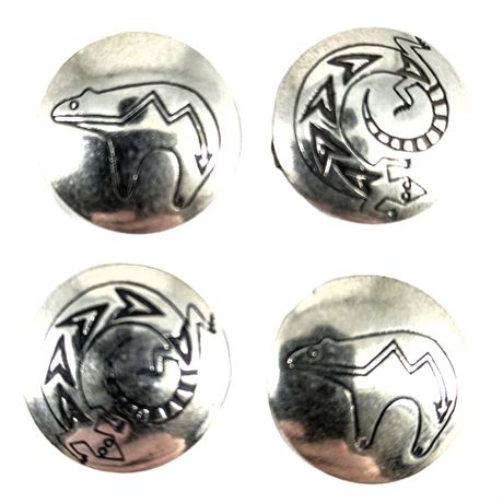 Southwestern Style Silver Plated Button Covers - Bear and Lizard