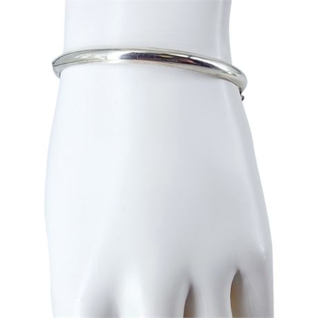 Vintage Hollow Sterling Silver Clamper Bangle Bracelet