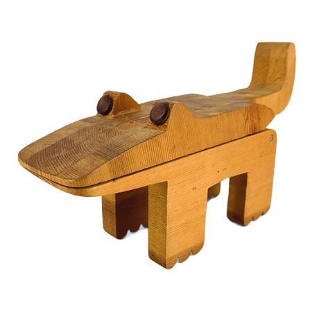 Vintage Hand Made Wooden Alligator Toy