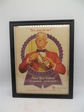 Vintage Pabst Blue Ribbon Ad In Frame