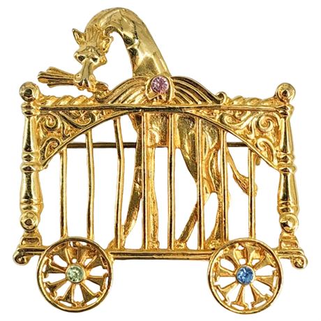 Vintage Giraffe in Circus Wagon Brooch