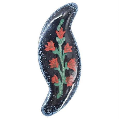 Vintage Handmade Enamel on Copper Flowers Brooch
