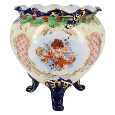 Vintage Hand Painted Dowsie Couture Porcelain 3-Toed Rose Bowl