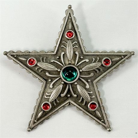 Vintage JJ Jonette Silver-Tone Star Brooch