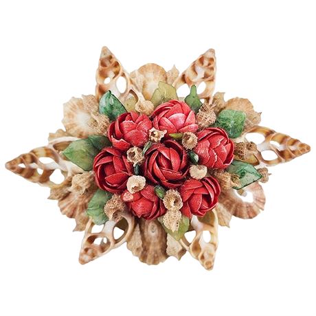 Vintage Handmade Shell Flowers Brooch