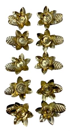 West Germany 10 pc Pinecone Clip Christmas Tree Candle Holders