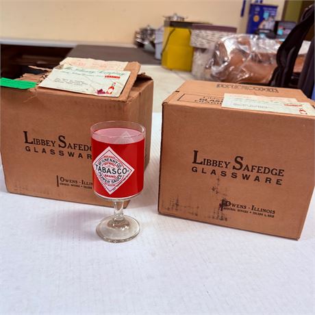 8 NOS Tabasco Sauce Libbey Glasses