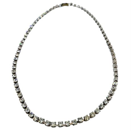 Vintage Prong-Set Single Strand Rhinestone Cocktail Necklace