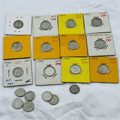 19x 1878-1967 Canada Silver Dimes