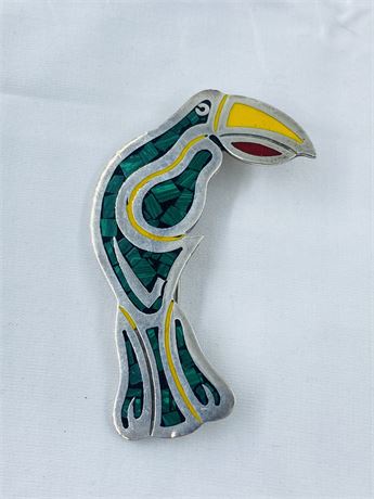 Vtg 21g Sterling Toucan Pin Mexico