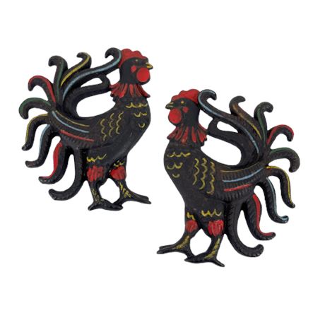 Vintage Wilton Cast Iron Roosters