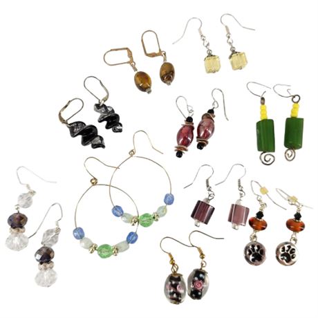 Ten Pairs Handmade Beaded Earrings