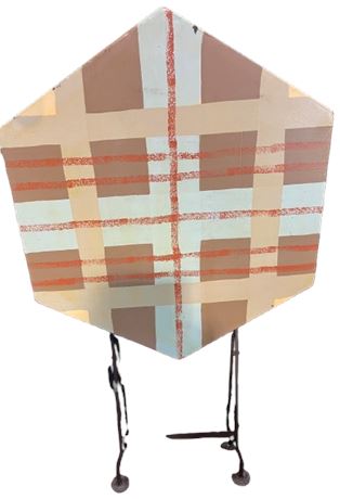 Plaid top small metal table