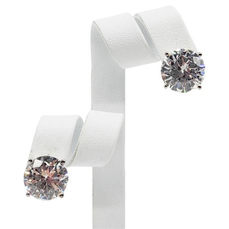 Large Sterling Silver 12mm CZ Stud Earrings