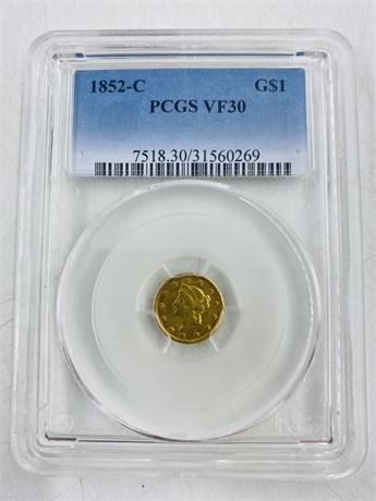1852-C $1 Gold PCGS VF30