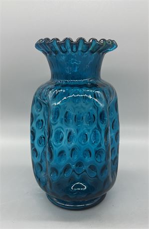 Fenton Glass Jamestown Blue Pinch Vase.