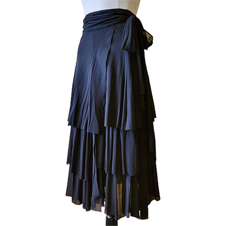 Fuzzi by Jean Paul Gaultier Asymmetrical Tiered Mesh True Wrap Skirt