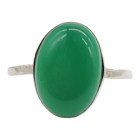 Vintage Sterling Silver Chrysoprase Ring, Sz 8.5
