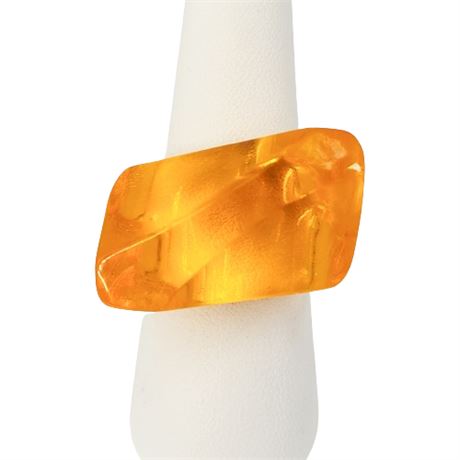 UV Reactive Chunky Orange Lucite Ring, Sz 9