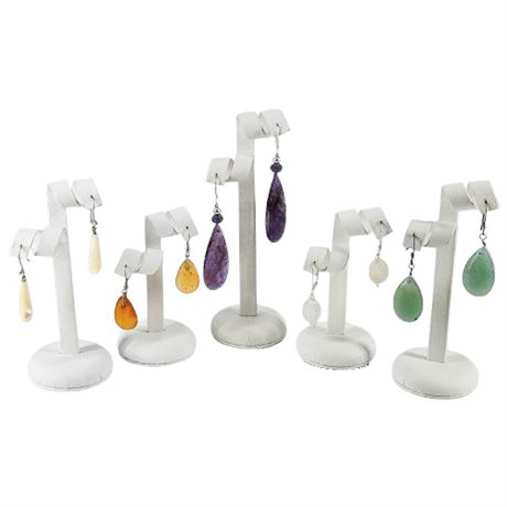 Five Pairs Artisan Made Gemstone Earrings