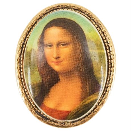 Vintage Mona Lisa Oval Cameo Brooch