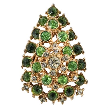 Vintage Green Rhinestone Teardrop Pendant