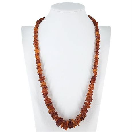 Vintage Graduated Raw Baltic Amber Chip Necklace