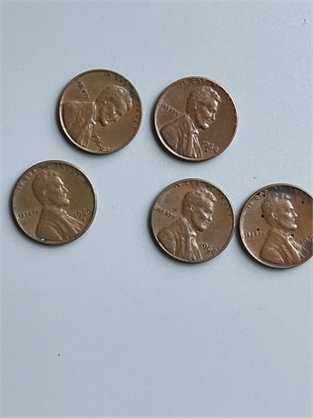 Five Lincoln collectible pennies 1960 to 1968