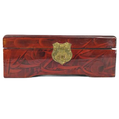 Vintage Red Lacquer Jewelry Box