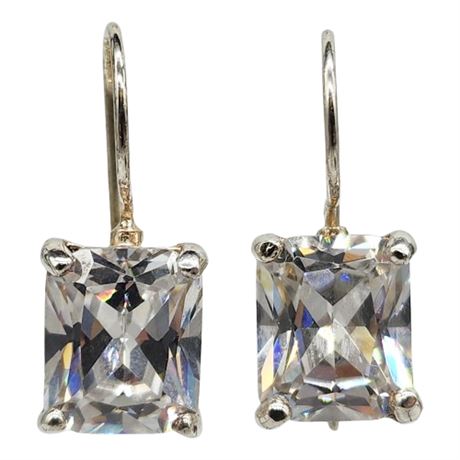 Signed CFJ Sterling Silver Oversized CZ Earrings