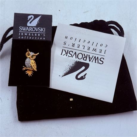 Swarovski Crystal Owl Brooch