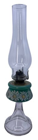 Antique Pressed Glass Parlor Oil Lamp with Hurricane Shade