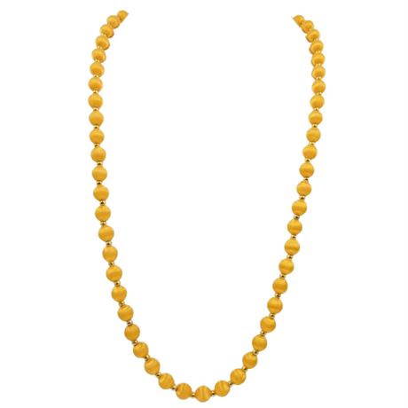Vintage Mustard Silk Thread Beaded Necklace