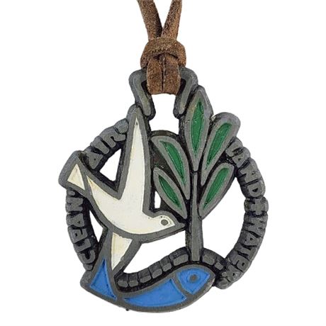 Vintage 1970 Terra Sancta Guild "Clean Air Land & Water" Necklace