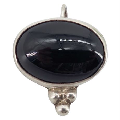 Vtg Sterling Silver Black Onyx Pendant