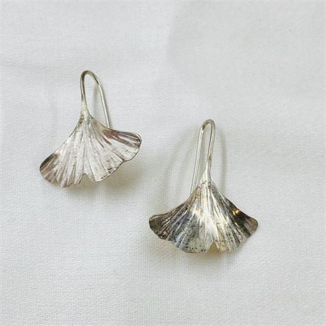 Sterling Ginko Leaf Earrings