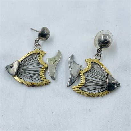 6g Vtg Sterling Fish Earrings