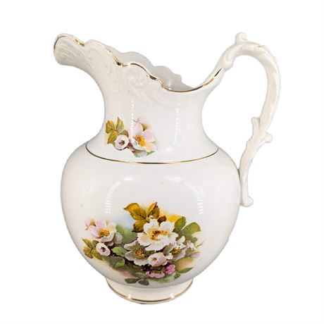 Antique K.T. & K S-V China Floral Basin Pitcher Pink Flowers