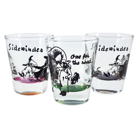 Vintage Cowboy Themed Shot Glasses, Set of 3
