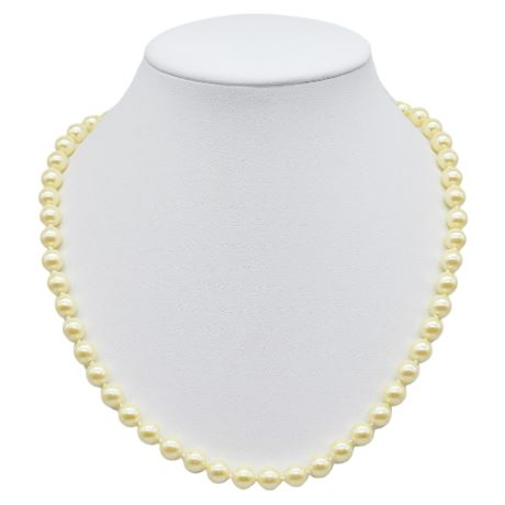 Vintage AVON Hand Knotted Lemon Chiffon Faux Pearl Necklace
