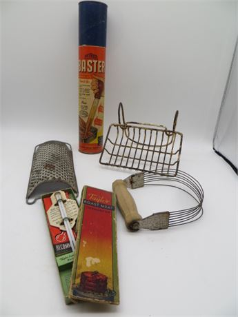 Vintage Baster MIB, Pastry Blender, Soap Dish & Grater
